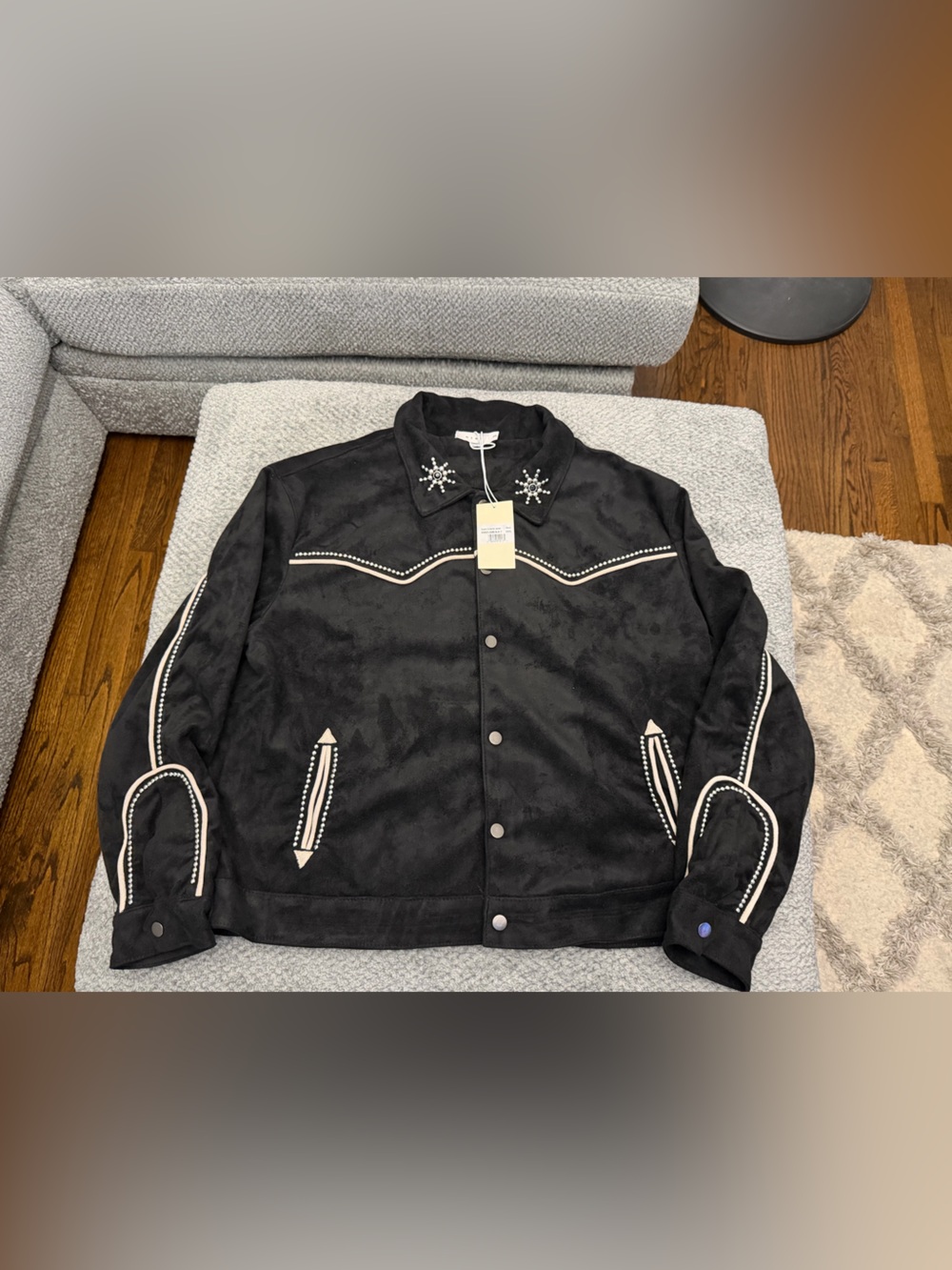 MNML Black Western-Style Embellished Performance Jacket